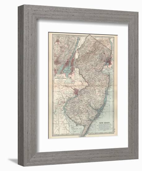 Plate 72. Map of New Jersey. United States. Inset Map of Jersey City-Encyclopaedia Britannica-Framed Premium Giclee Print