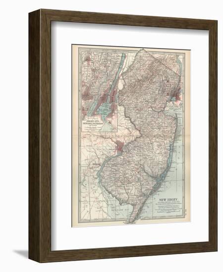 Plate 72. Map of New Jersey. United States. Inset Map of Jersey City-Encyclopaedia Britannica-Framed Premium Giclee Print