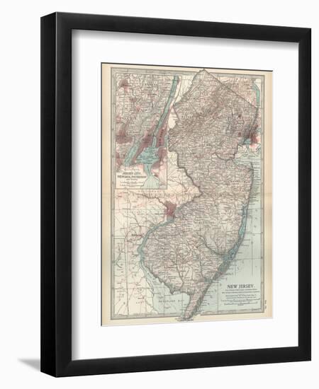 Plate 72. Map of New Jersey. United States. Inset Map of Jersey City-Encyclopaedia Britannica-Framed Premium Giclee Print