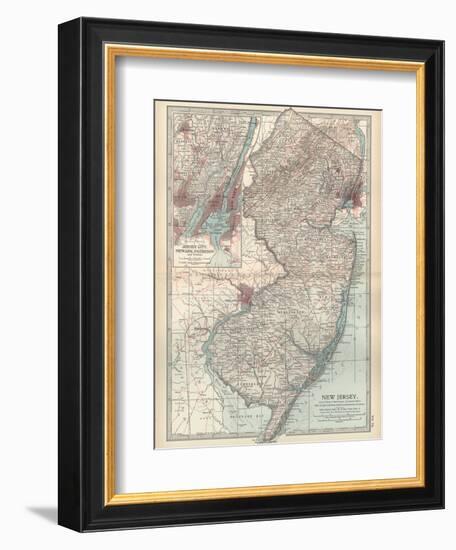Plate 72. Map of New Jersey. United States. Inset Map of Jersey City-Encyclopaedia Britannica-Framed Premium Giclee Print