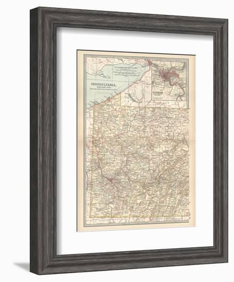 Plate 74. Map of Pennsylvania-Encyclopaedia Britannica-Framed Art Print