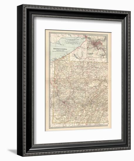 Plate 74. Map of Pennsylvania-Encyclopaedia Britannica-Framed Art Print