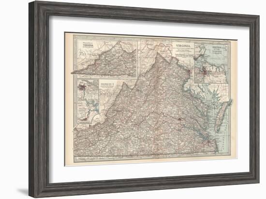 Plate 76. Map of Virginia. United States. Inset Maps of Western Part of Virginia-Encyclopaedia Britannica-Framed Art Print