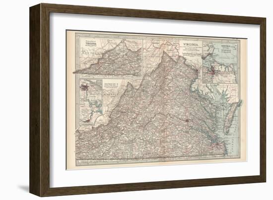 Plate 76. Map of Virginia. United States. Inset Maps of Western Part of Virginia-Encyclopaedia Britannica-Framed Art Print