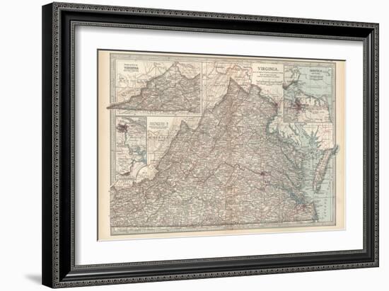 Plate 76. Map of Virginia. United States. Inset Maps of Western Part of Virginia-Encyclopaedia Britannica-Framed Art Print