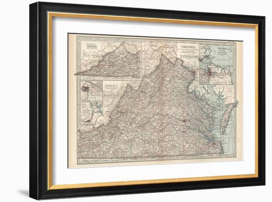 Plate 76. Map of Virginia. United States. Inset Maps of Western Part of Virginia-Encyclopaedia Britannica-Framed Art Print