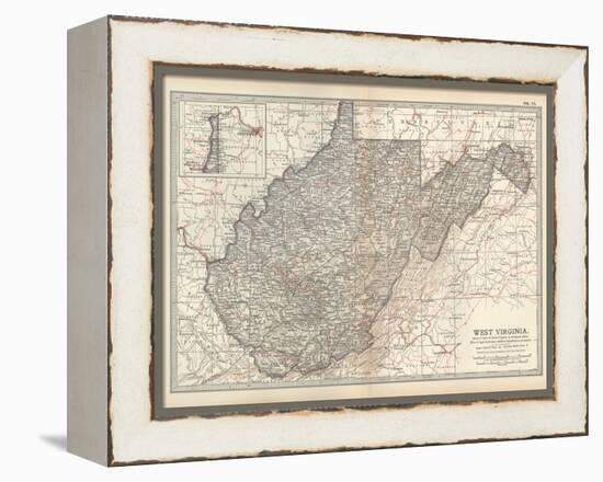 Plate 77. Map of West Virginia. United States-Encyclopaedia Britannica-Framed Stretched Canvas