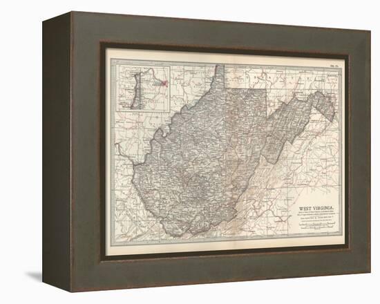 Plate 77. Map of West Virginia. United States-Encyclopaedia Britannica-Framed Stretched Canvas