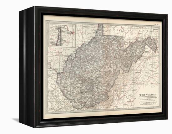 Plate 77. Map of West Virginia. United States-Encyclopaedia Britannica-Framed Stretched Canvas
