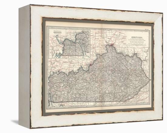 Plate 82. Map of Kentucky. United States-Encyclopaedia Britannica-Framed Stretched Canvas