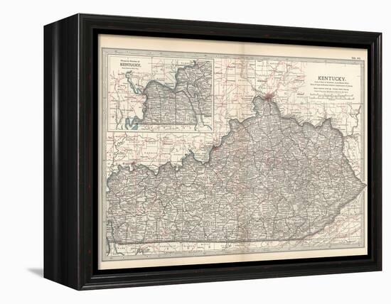Plate 82. Map of Kentucky. United States-Encyclopaedia Britannica-Framed Stretched Canvas