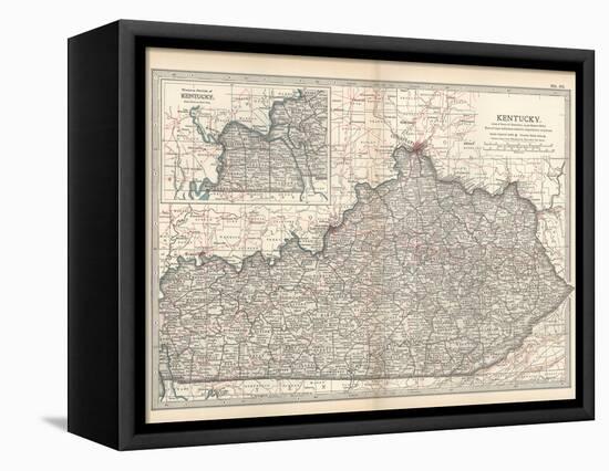 Plate 82. Map of Kentucky. United States-Encyclopaedia Britannica-Framed Stretched Canvas