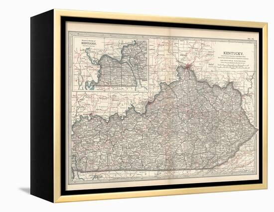 Plate 82. Map of Kentucky. United States-Encyclopaedia Britannica-Framed Stretched Canvas