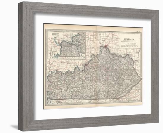 Plate 82. Map of Kentucky. United States-Encyclopaedia Britannica-Framed Art Print