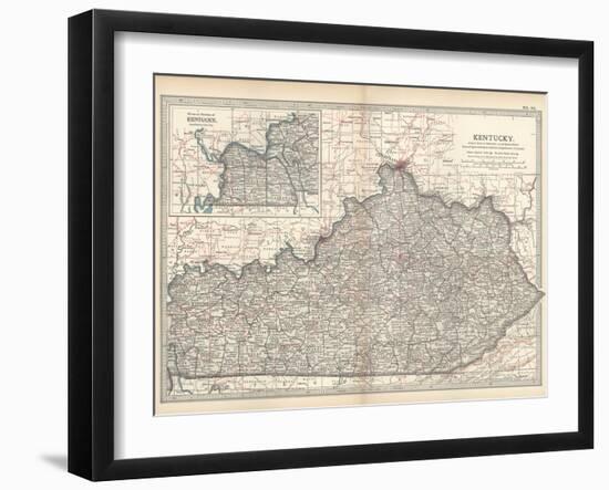 Plate 82. Map of Kentucky. United States-Encyclopaedia Britannica-Framed Art Print