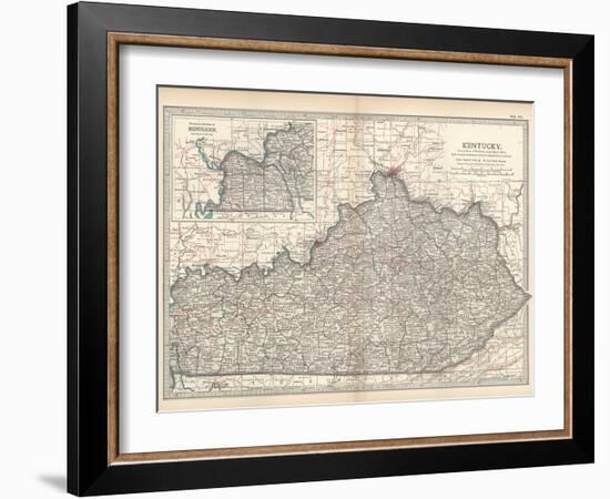 Plate 82. Map of Kentucky. United States-Encyclopaedia Britannica-Framed Art Print