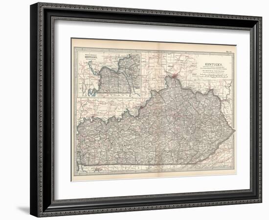 Plate 82. Map of Kentucky. United States-Encyclopaedia Britannica-Framed Art Print