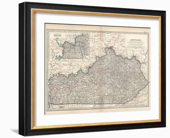 Plate 82. Map of Kentucky. United States-Encyclopaedia Britannica-Framed Art Print