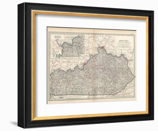 Plate 82. Map of Kentucky. United States-Encyclopaedia Britannica-Framed Art Print