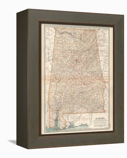 Plate 84. Map of Alabama. United States-Encyclopaedia Britannica-Framed Stretched Canvas