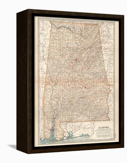 Plate 84. Map of Alabama. United States-Encyclopaedia Britannica-Framed Stretched Canvas