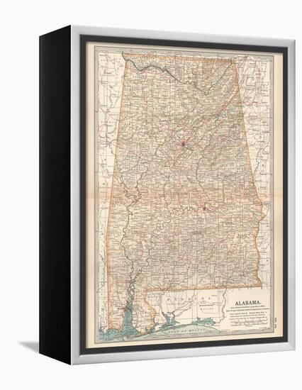 Plate 84. Map of Alabama. United States-Encyclopaedia Britannica-Framed Stretched Canvas