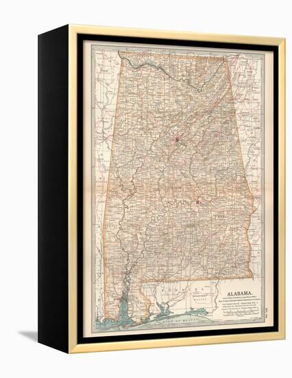 Plate 84. Map of Alabama. United States-Encyclopaedia Britannica-Framed Stretched Canvas