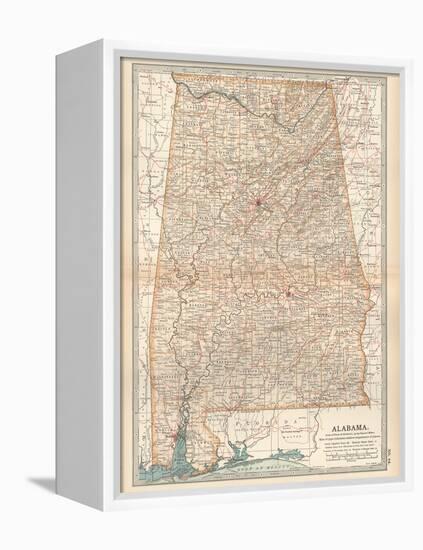 Plate 84. Map of Alabama. United States-Encyclopaedia Britannica-Framed Stretched Canvas