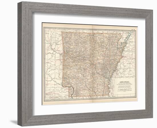 Plate 86. Map of Arkansas. United States-Encyclopaedia Britannica-Framed Art Print