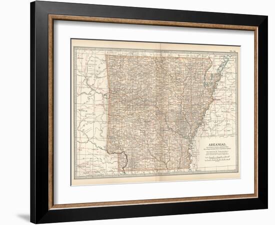 Plate 86. Map of Arkansas. United States-Encyclopaedia Britannica-Framed Art Print