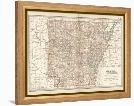Plate 86. Map of Arkansas. United States-Encyclopaedia Britannica-Framed Stretched Canvas