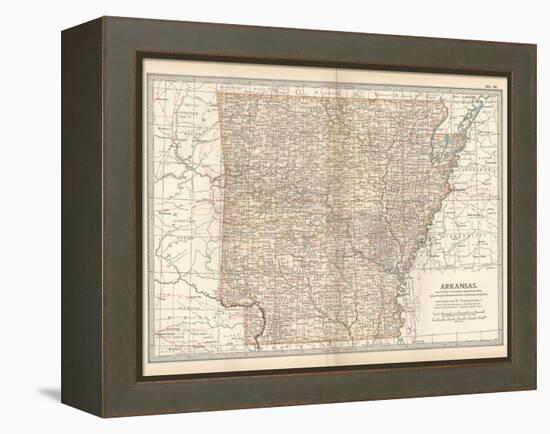 Plate 86. Map of Arkansas. United States-Encyclopaedia Britannica-Framed Stretched Canvas