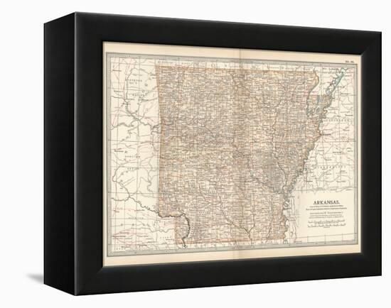 Plate 86. Map of Arkansas. United States-Encyclopaedia Britannica-Framed Stretched Canvas