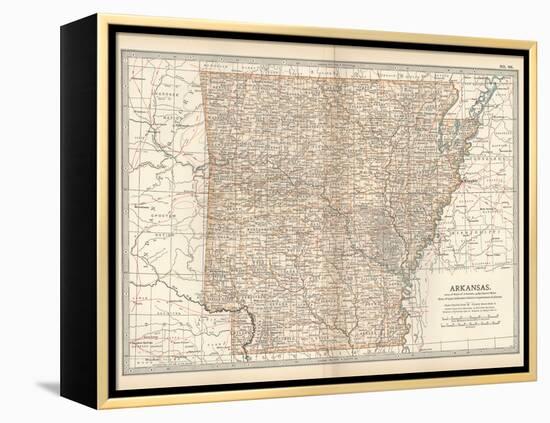 Plate 86. Map of Arkansas. United States-Encyclopaedia Britannica-Framed Stretched Canvas