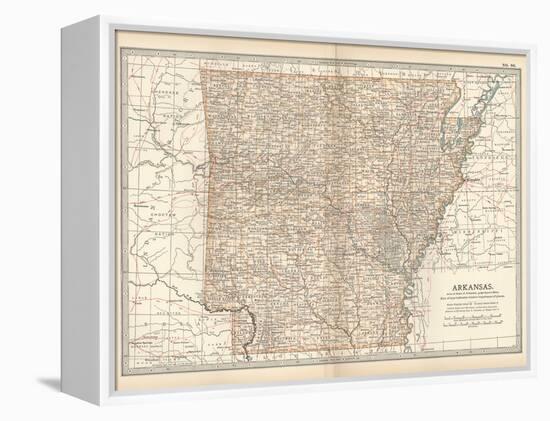 Plate 86. Map of Arkansas. United States-Encyclopaedia Britannica-Framed Stretched Canvas