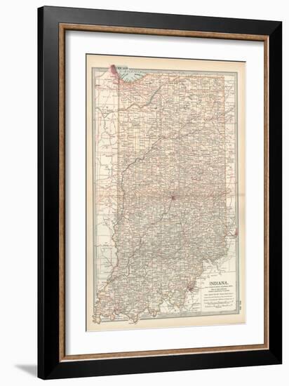 Plate 92. Map of Indiana. United States-Encyclopaedia Britannica-Framed Art Print