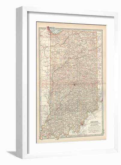 Plate 92. Map of Indiana. United States-Encyclopaedia Britannica-Framed Art Print