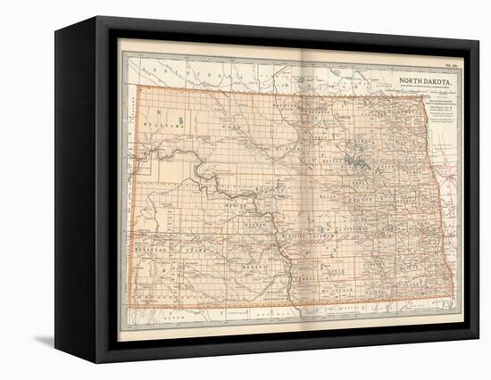 Plate 99. Map of North Dakota. United States-Encyclopaedia Britannica-Framed Stretched Canvas