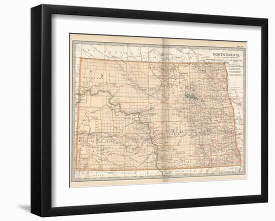 Plate 99. Map of North Dakota. United States-Encyclopaedia Britannica-Framed Art Print