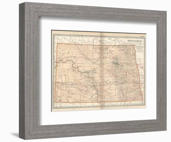 Plate 99. Map of North Dakota. United States-Encyclopaedia Britannica-Framed Art Print