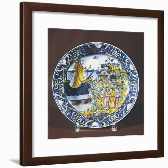 Plate, Ceramic, Faenza Manufacture, Emilia-Romagna, Italy-null-Framed Giclee Print