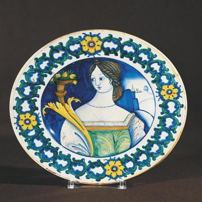 'Plate Decorated with Female Figure, Ceramic, Deruta Manufacture