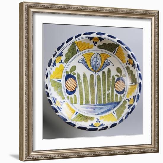 Plate Decorated with Stylized Oriental-Inspired Landscape, Ca 1730-null-Framed Giclee Print