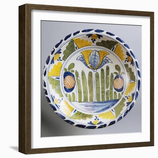 Plate Decorated with Stylized Oriental-Inspired Landscape, Ca 1730-null-Framed Giclee Print