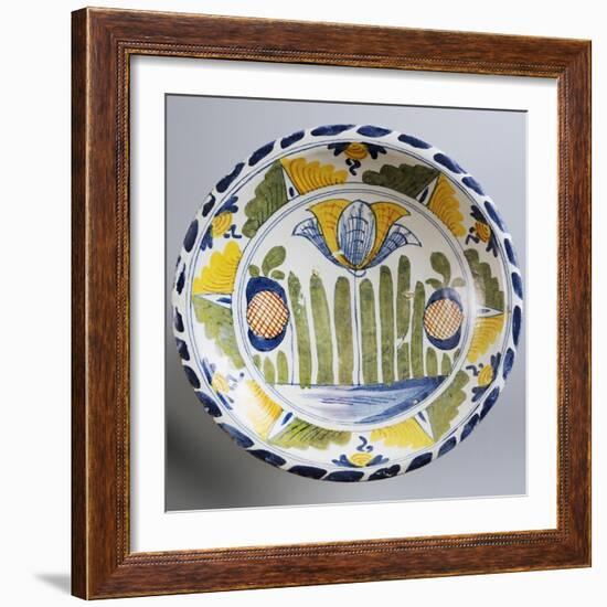 Plate Decorated with Stylized Oriental-Inspired Landscape, Ca 1730-null-Framed Giclee Print