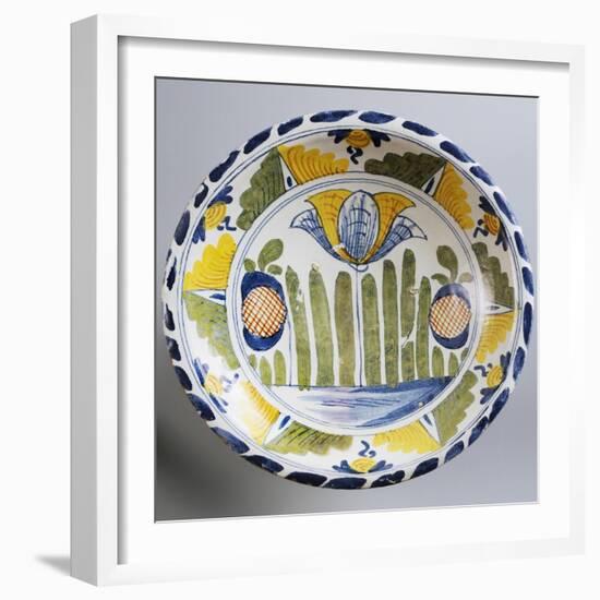 Plate Decorated with Stylized Oriental-Inspired Landscape, Ca 1730-null-Framed Giclee Print