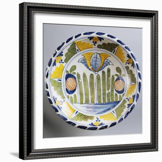 Plate Decorated with Stylized Oriental-Inspired Landscape, Ca 1730-null-Framed Giclee Print