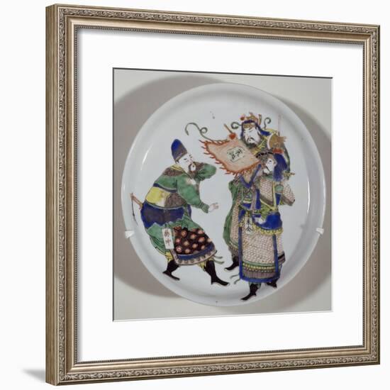 Plate Decorated with Three Heroes-null-Framed Giclee Print