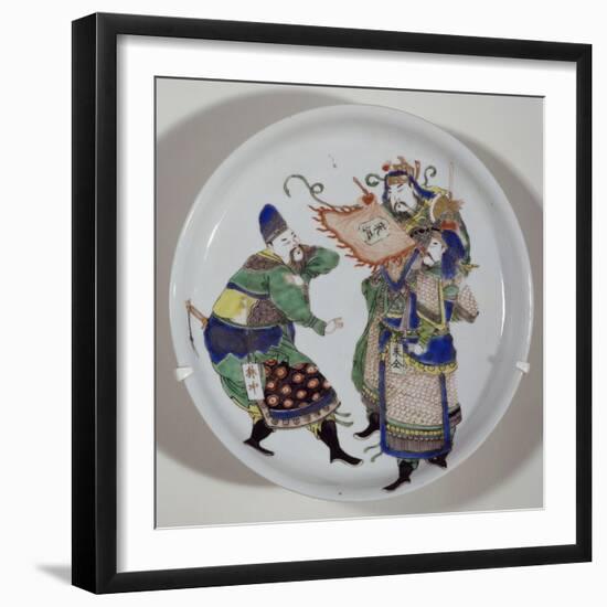 Plate Decorated with Three Heroes-null-Framed Giclee Print