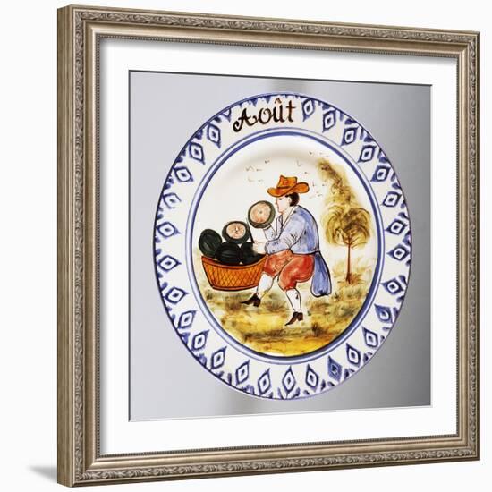 Plate Depicting Months, August, Earthenware-null-Framed Giclee Print